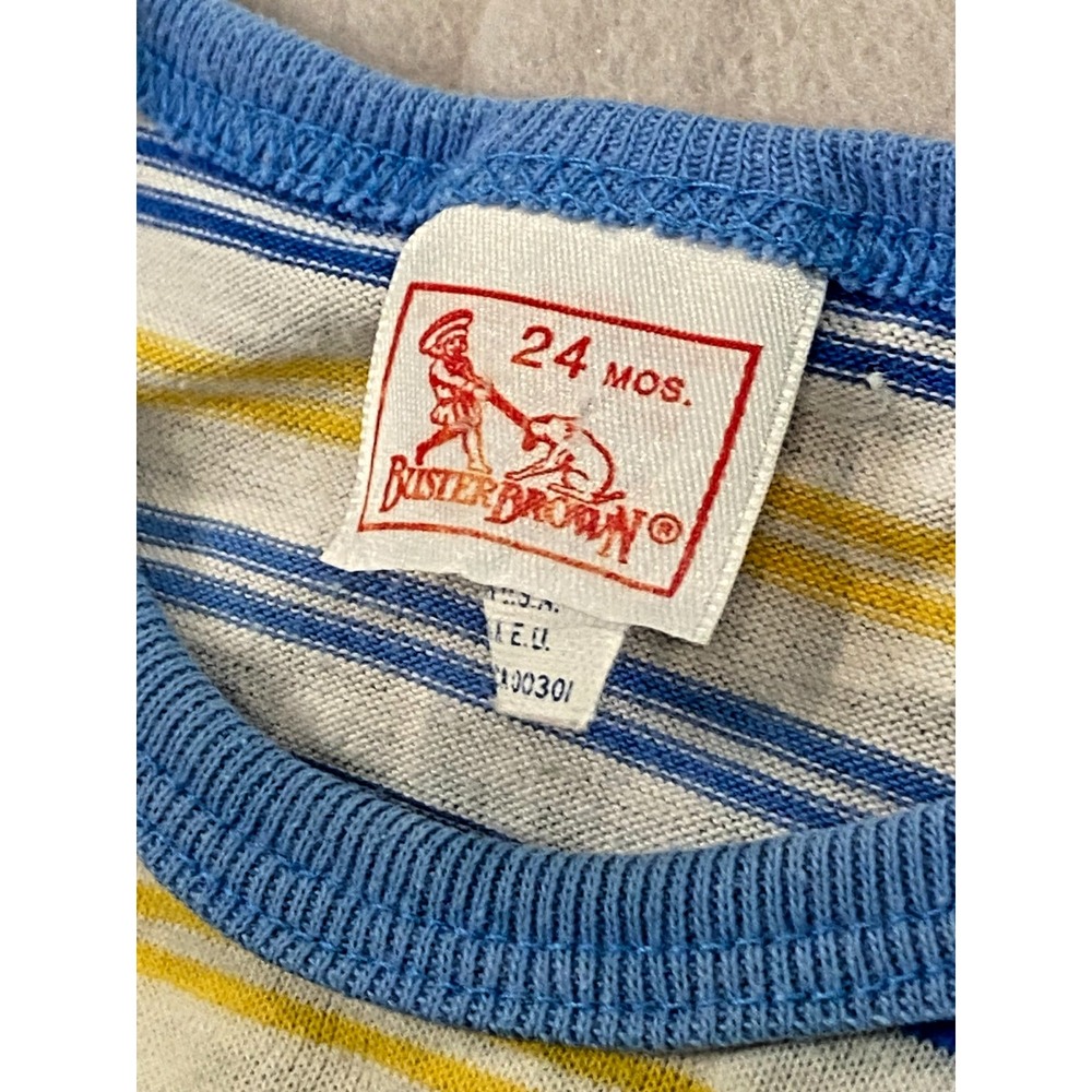 VTG Buster Brown Infant Knit‎ 1-Piece Romper Bodysuit 24M Boat Ahoy Blue Cotton - Picture 2 of 8